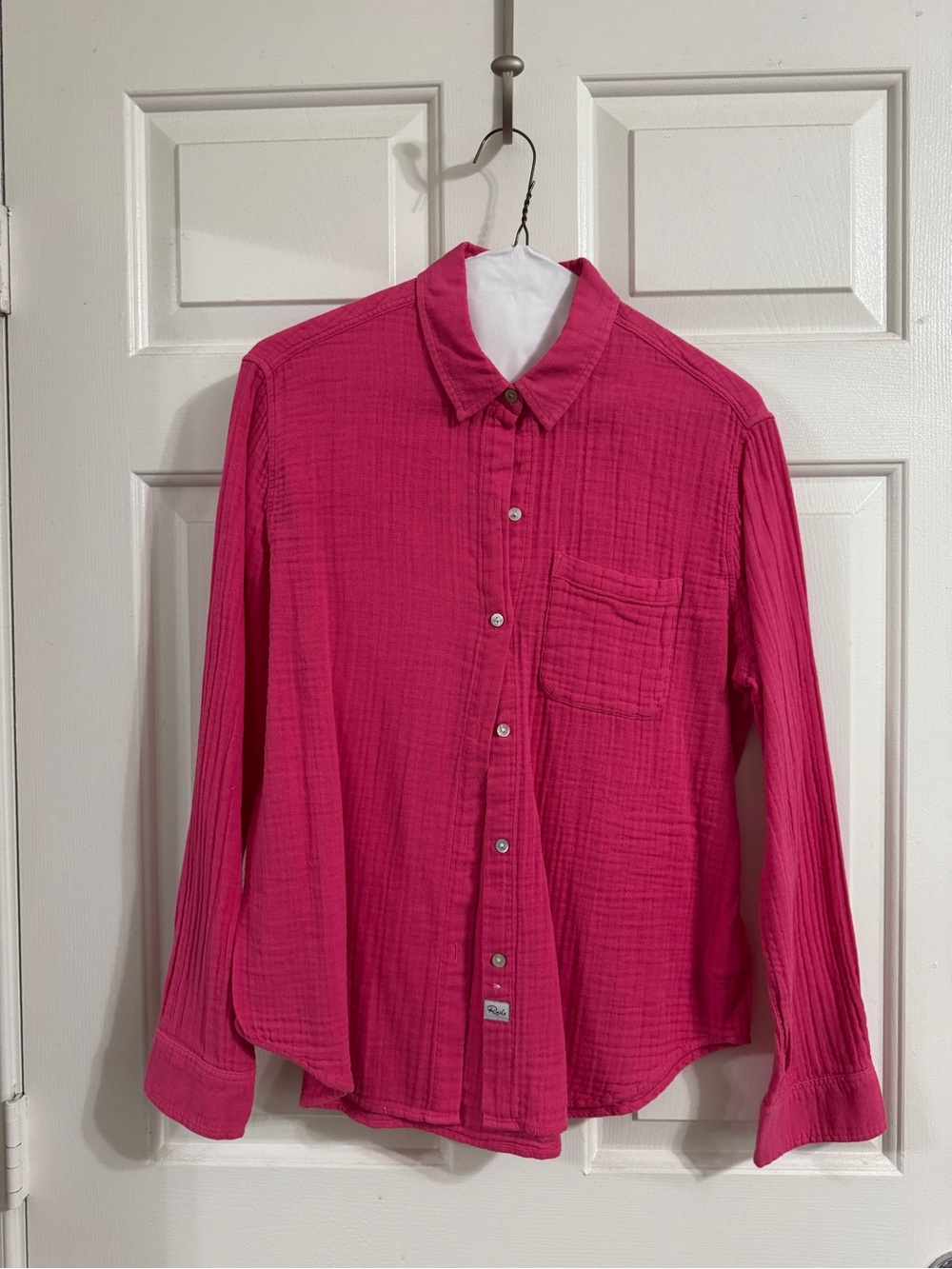 Rails Hot Pink Button-Front Gauze Shirt